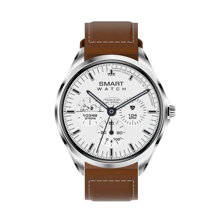 H78 1.43 inch AMOLED Screen Health & Fitness Smart Watch IP67 Waterproof Support BT Call(Silver Shell Brown Leather) by bashfashion