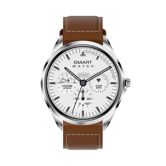 H78 1.43 inch AMOLED Screen Health & Fitness Smart Watch IP67 Waterproof Support BT Call(Silver Shell Brown Leather) by bashfashion