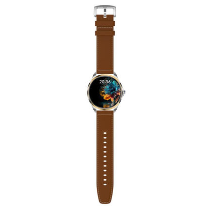 H78 1.43 inch AMOLED Screen Health & Fitness Smart Watch IP67 Waterproof Support BT Call(Gold Shell Brown Leather) by bashfashion