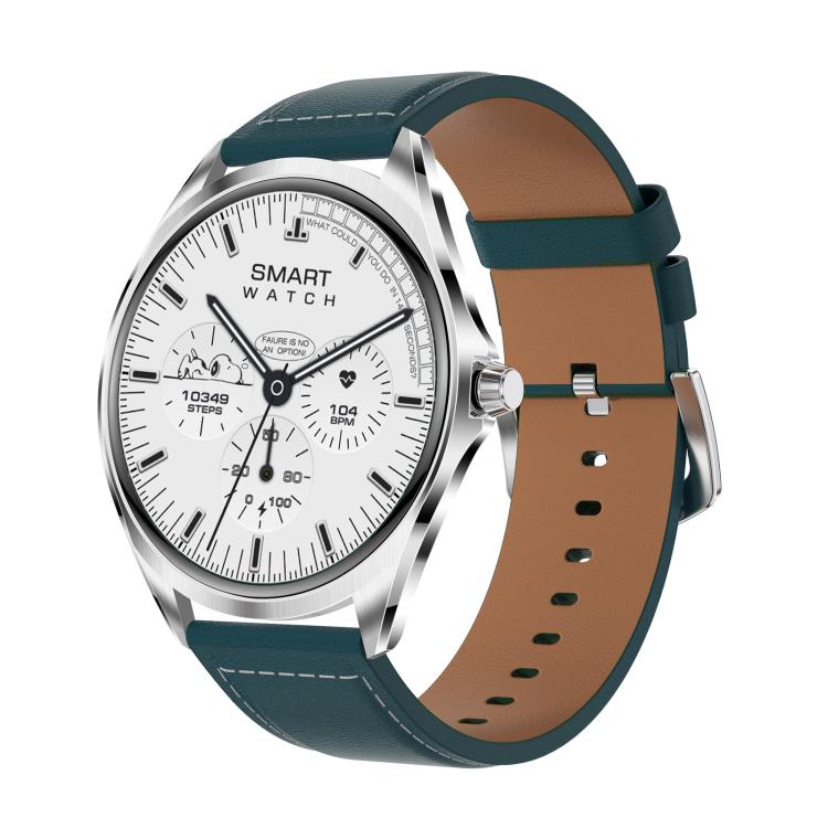 H78 1.43 inch AMOLED Screen Health & Fitness Smart Watch IP67 Waterproof Support BT Call(Silver Shell Blue Leather) by bashfashion