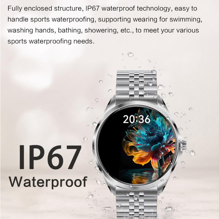 H78 1.43 inch AMOLED Screen Health & Fitness Smart Watch IP67 Waterproof Support BT Call(Silver Milanese) by bashfashion