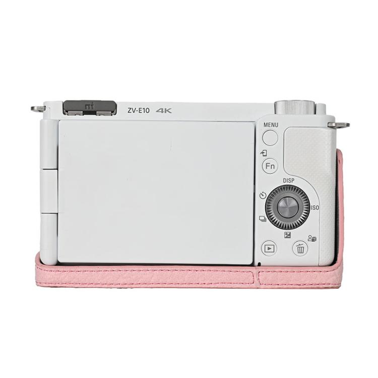 For Sony ZV-E10 Litchi Texture PU Leather Camera Half Case Base(Pink) by bashfashion
