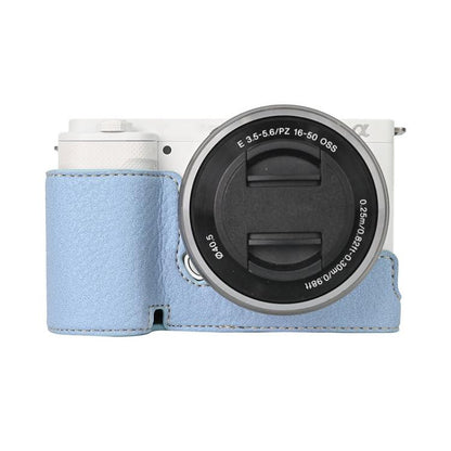 For Sony ZV-E10 Litchi Texture PU Leather Camera Half Case Base(Blue) by bashfashion