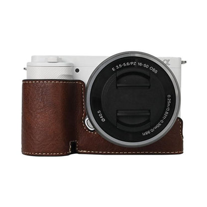For Sony ZV-E10 Litchi Texture PU Leather Camera Half Case Base(Coffee) by bashfashion