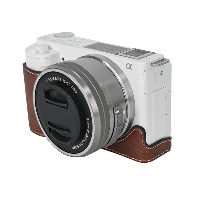 For Sony ZV-E10 Litchi Texture PU Leather Camera Half Case Base(Coffee) by bashfashion