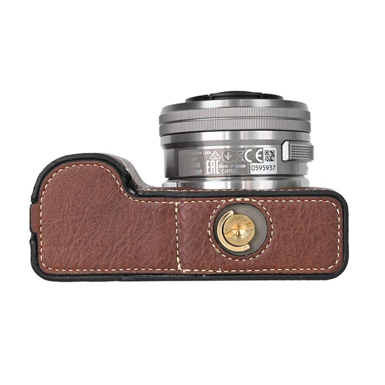 For Sony ZV-E10 Litchi Texture PU Leather Camera Half Case Base(Coffee) by bashfashion