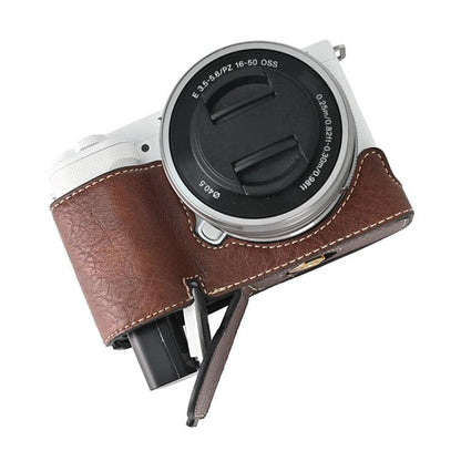 For Sony ZV-E10 Litchi Texture PU Leather Camera Half Case Base(Coffee) by bashfashion