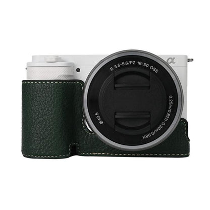 For Sony ZV-E10 Litchi Texture PU Leather Camera Half Case Base(Green) by bashfashion