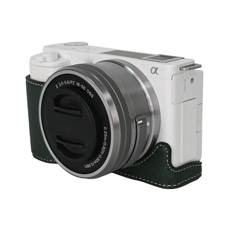 For Sony ZV-E10 Litchi Texture PU Leather Camera Half Case Base(Green) by bashfashion