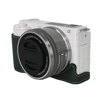 For Sony ZV-E10 Litchi Texture PU Leather Camera Half Case Base(Green) by bashfashion