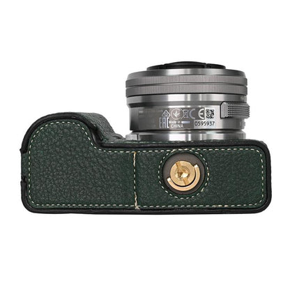 For Sony ZV-E10 Litchi Texture PU Leather Camera Half Case Base(Green) by bashfashion