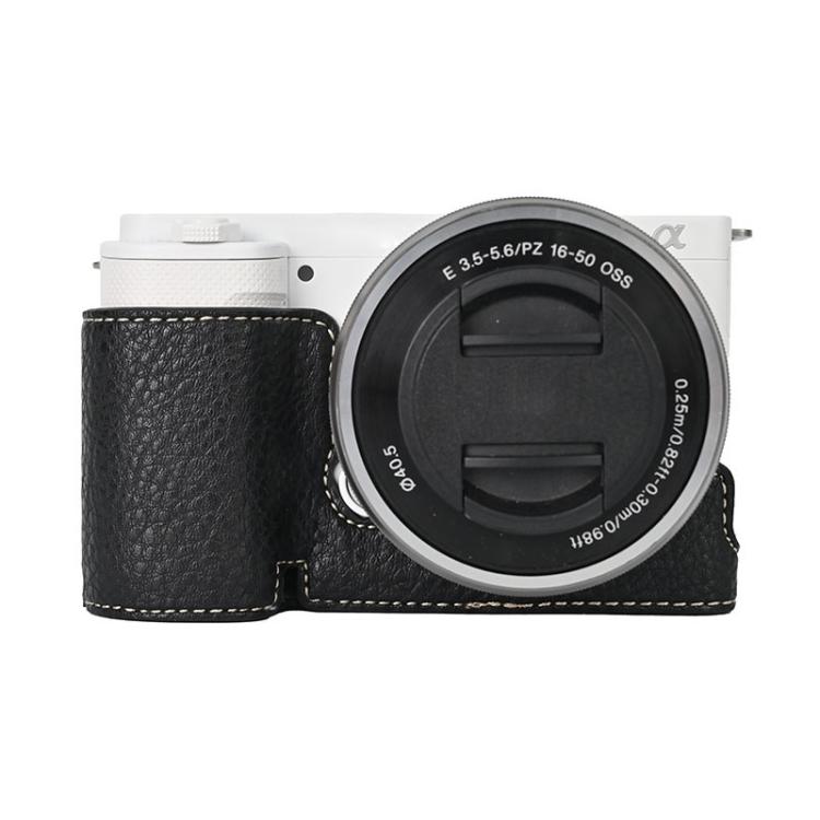 For Sony ZV-E10 Litchi Texture PU Leather Camera Half Case Base(Black) by bashfashion