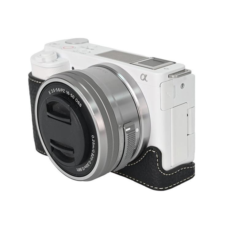 For Sony ZV-E10 Litchi Texture PU Leather Camera Half Case Base(Black) by bashfashion