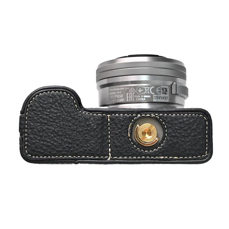 For Sony ZV-E10 Litchi Texture PU Leather Camera Half Case Base(Black) by bashfashion