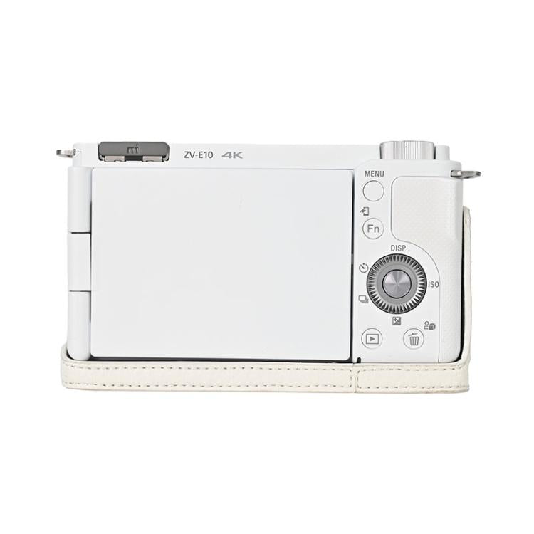 For Sony ZV-E10 Litchi Texture PU Leather Camera Half Case Base(White) by bashfashion