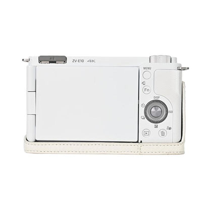 For Sony ZV-E10 Litchi Texture PU Leather Camera Half Case Base(White) by bashfashion