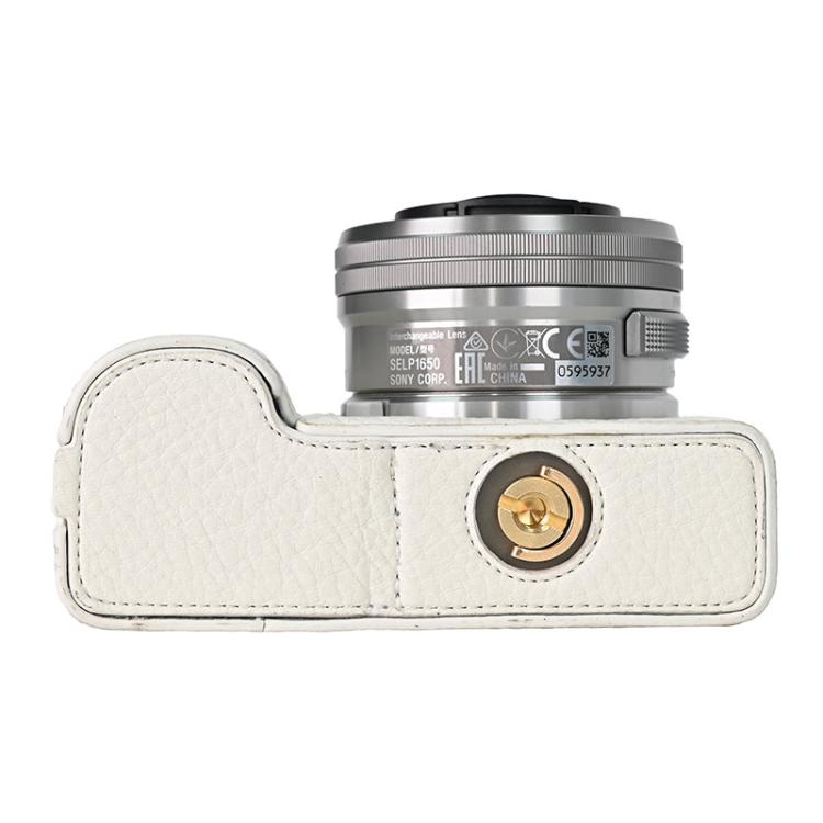 For Sony ZV-E10 Litchi Texture PU Leather Camera Half Case Base(White) by bashfashion