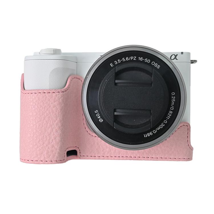 For Sony Alpha ZV-E10 II / ZV-E10M2 Litchi Texture PU Leather Camera Half Case Base(Pink) by bashfashion