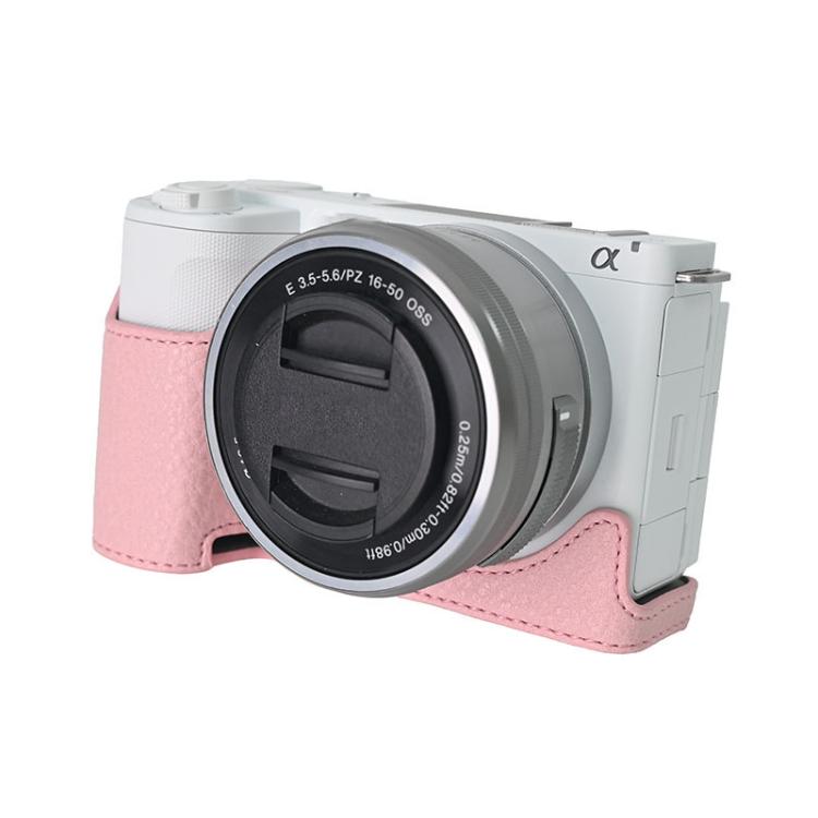For Sony Alpha ZV-E10 II / ZV-E10M2 Litchi Texture PU Leather Camera Half Case Base(Pink) by bashfashion