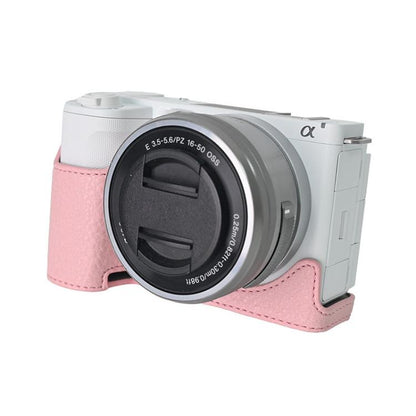 For Sony Alpha ZV-E10 II / ZV-E10M2 Litchi Texture PU Leather Camera Half Case Base(Pink) by bashfashion