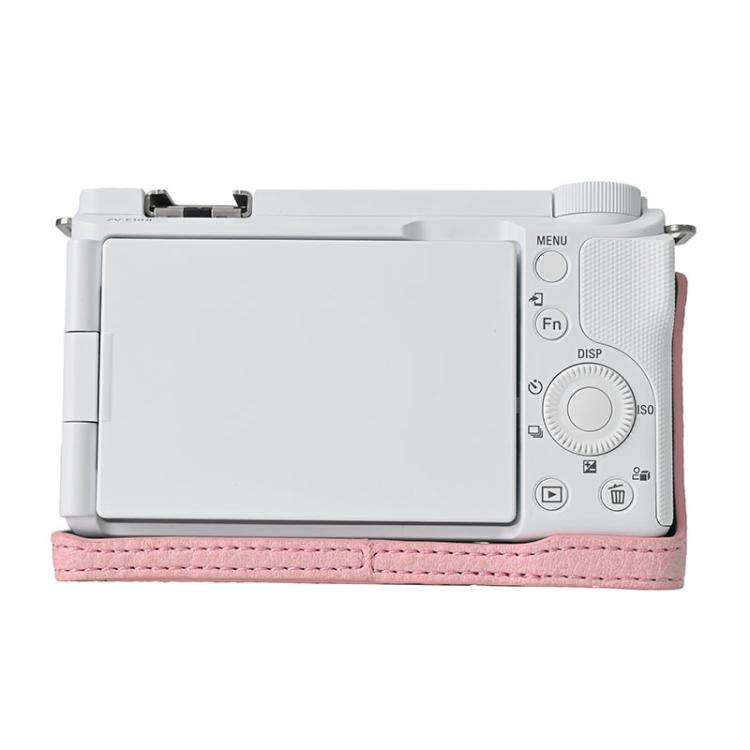 For Sony Alpha ZV-E10 II / ZV-E10M2 Litchi Texture PU Leather Camera Half Case Base(Pink) by bashfashion