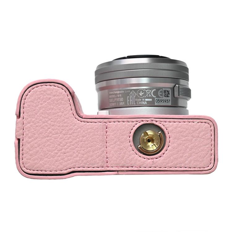 For Sony Alpha ZV-E10 II / ZV-E10M2 Litchi Texture PU Leather Camera Half Case Base(Pink) by bashfashion