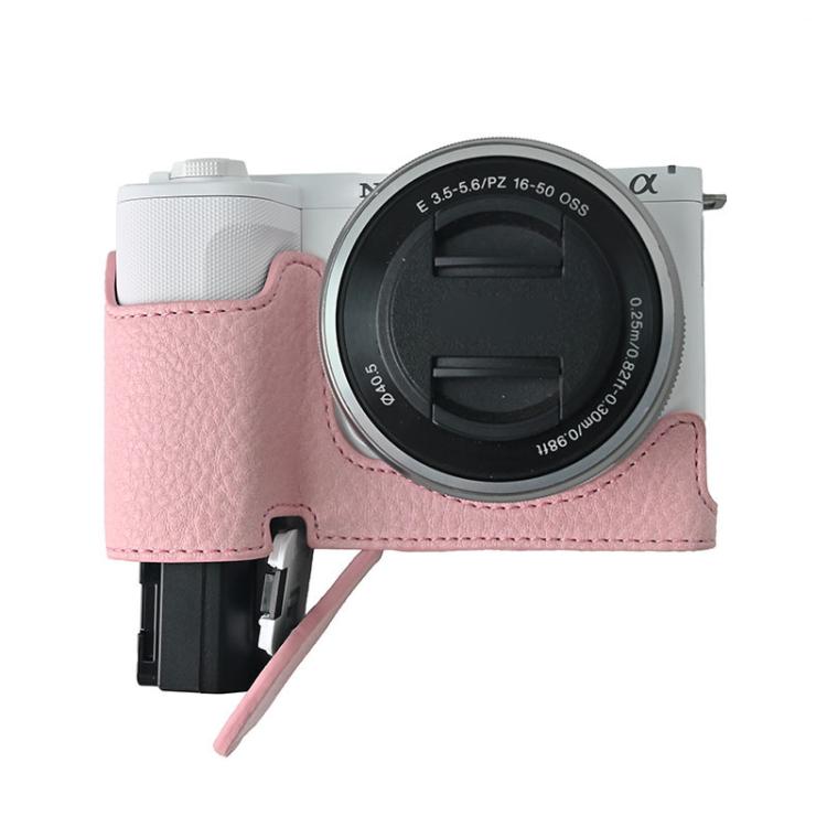 For Sony Alpha ZV-E10 II / ZV-E10M2 Litchi Texture PU Leather Camera Half Case Base(Pink) by bashfashion
