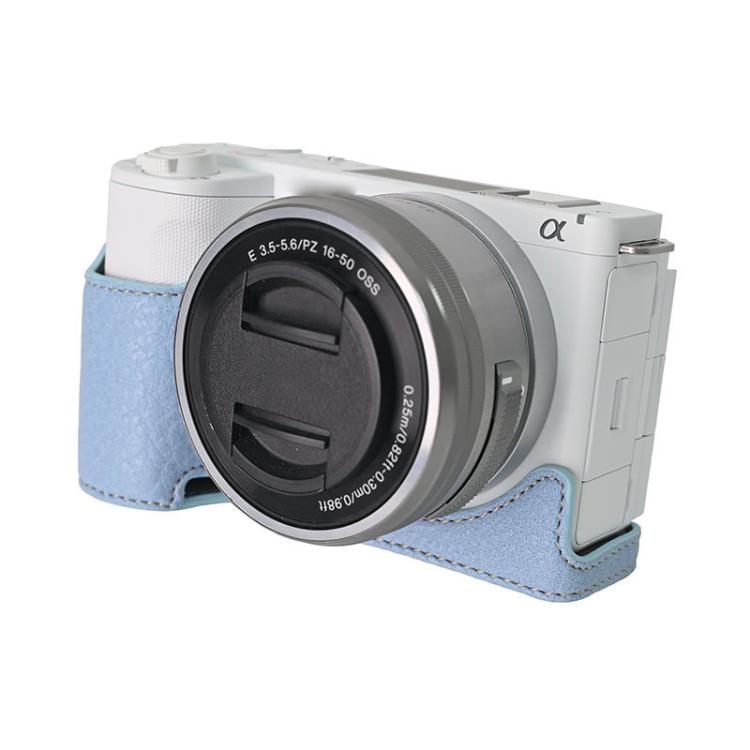 For Sony Alpha ZV-E10 II / ZV-E10M2 Litchi Texture PU Leather Camera Half Case Base(Blue) by bashfashion