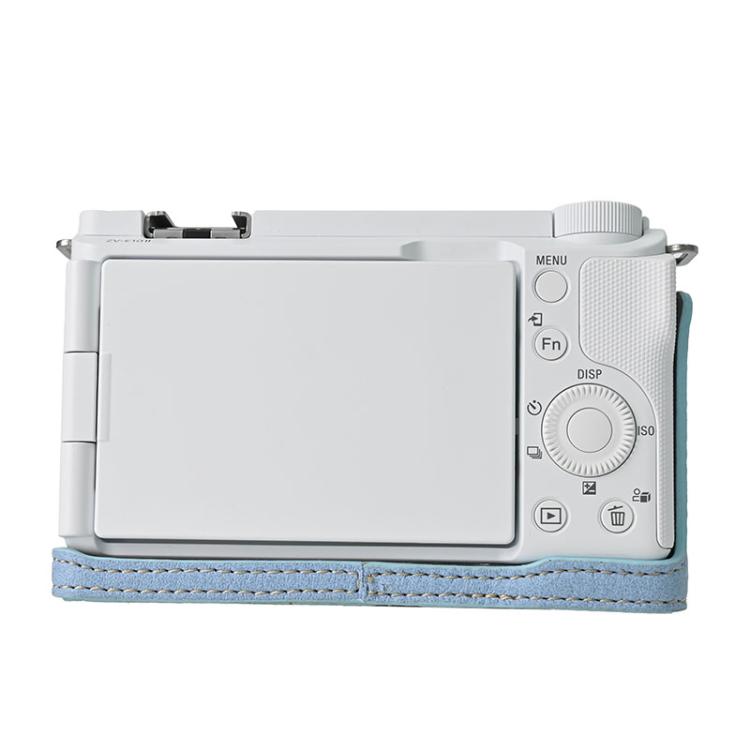 For Sony Alpha ZV-E10 II / ZV-E10M2 Litchi Texture PU Leather Camera Half Case Base(Blue) by bashfashion