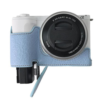 For Sony Alpha ZV-E10 II / ZV-E10M2 Litchi Texture PU Leather Camera Half Case Base(Blue) by bashfashion