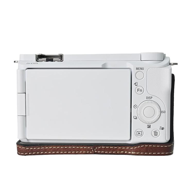 For Sony Alpha ZV-E10 II / ZV-E10M2 Litchi Texture PU Leather Camera Half Case Base(Coffee) by bashfashion