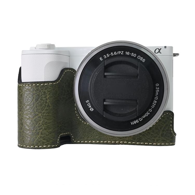 For Sony Alpha ZV-E10 II / ZV-E10M2 Litchi Texture PU Leather Camera Half Case Base(Green) by bashfashion