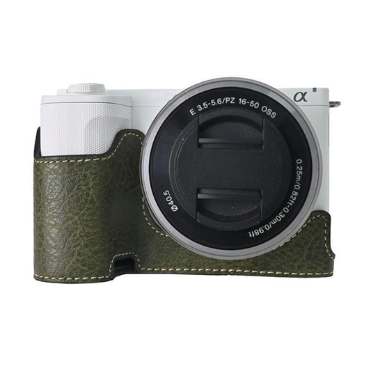 For Sony Alpha ZV-E10 II / ZV-E10M2 Litchi Texture PU Leather Camera Half Case Base(Green) by bashfashion
