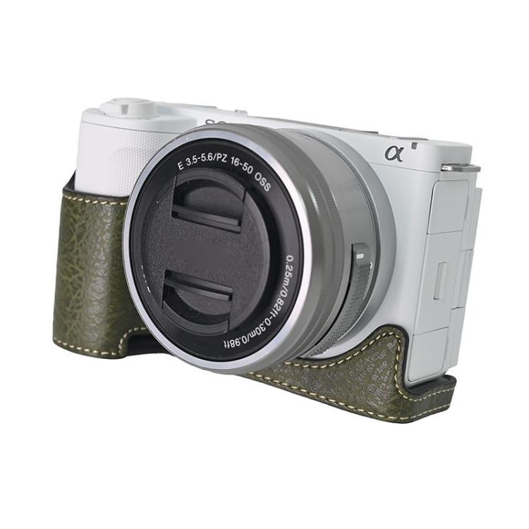 For Sony Alpha ZV-E10 II / ZV-E10M2 Litchi Texture PU Leather Camera Half Case Base(Green) by bashfashion