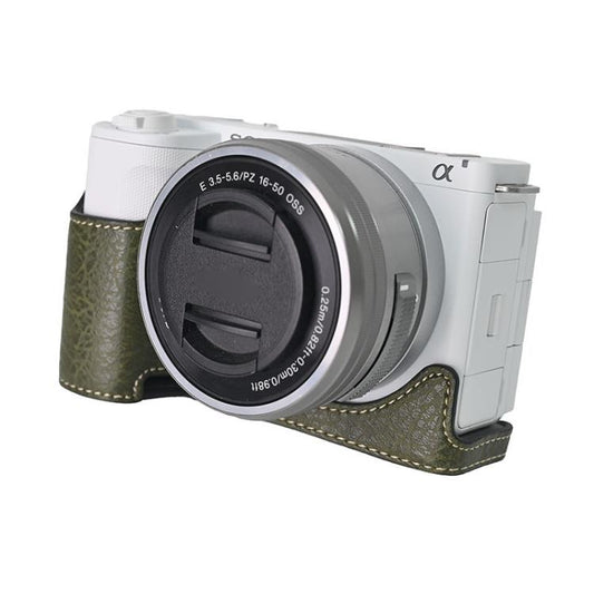 For Sony Alpha ZV-E10 II / ZV-E10M2 Litchi Texture PU Leather Camera Half Case Base(Green) by bashfashion
