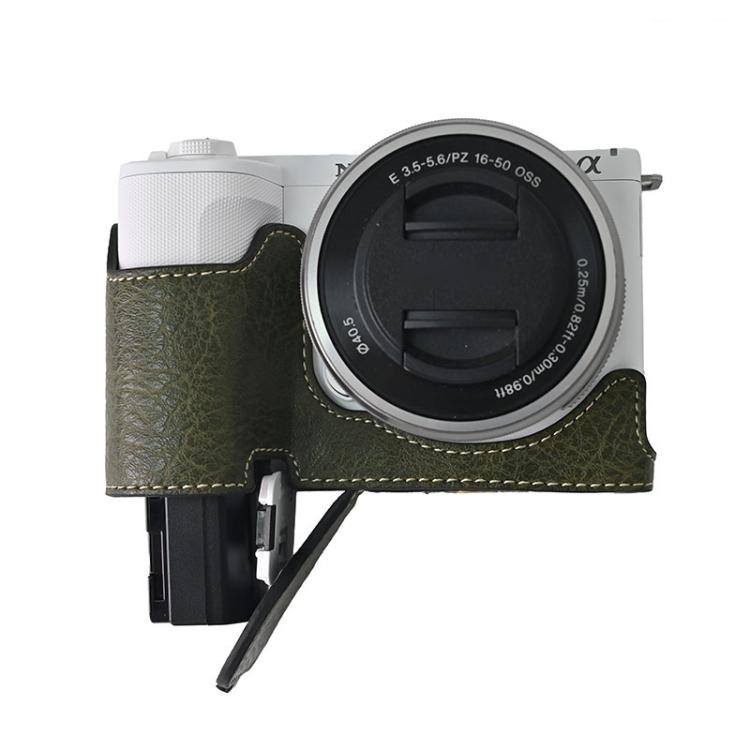 For Sony Alpha ZV-E10 II / ZV-E10M2 Litchi Texture PU Leather Camera Half Case Base(Green) by bashfashion