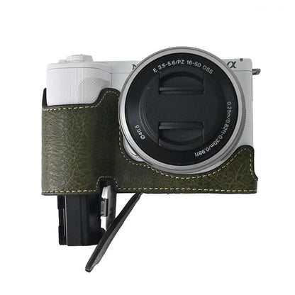 For Sony Alpha ZV-E10 II / ZV-E10M2 Litchi Texture PU Leather Camera Half Case Base(Green) by bashfashion