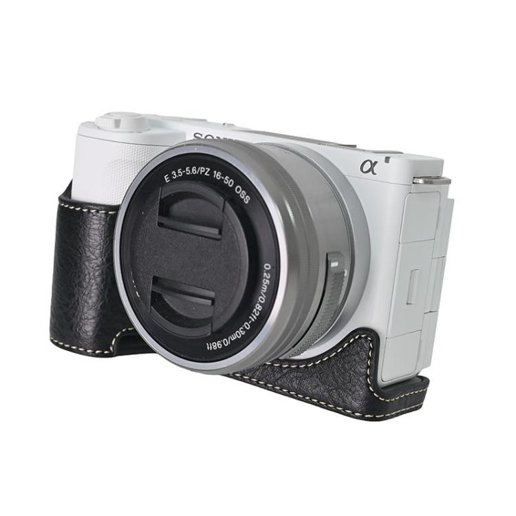 For Sony Alpha ZV-E10 II / ZV-E10M2 Litchi Texture PU Leather Camera Half Case Base(Black) by bashfashion