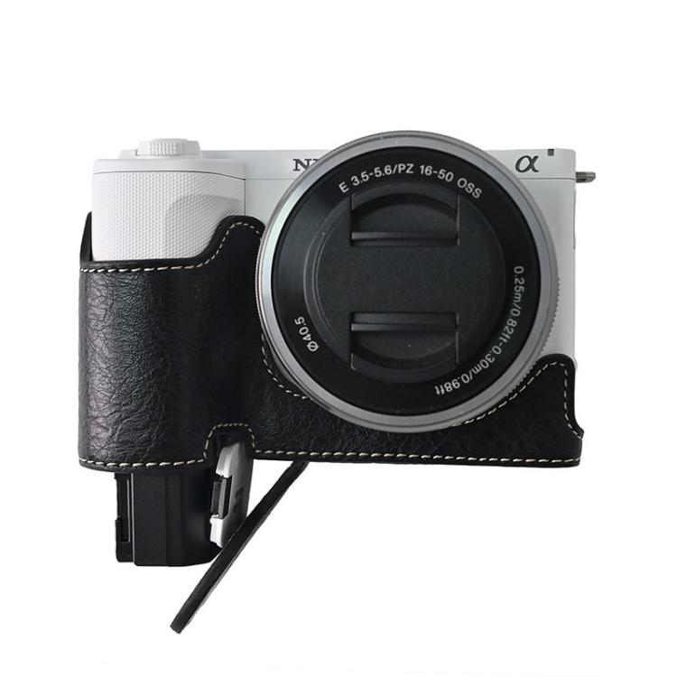 For Sony Alpha ZV-E10 II / ZV-E10M2 Litchi Texture PU Leather Camera Half Case Base(Black) by bashfashion