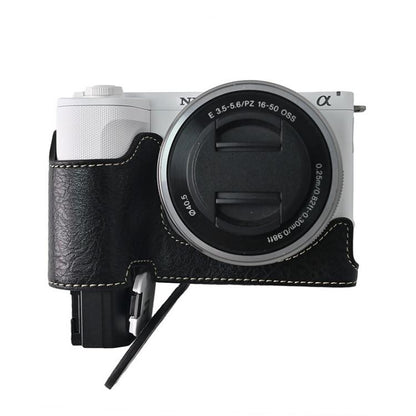 For Sony Alpha ZV-E10 II / ZV-E10M2 Litchi Texture PU Leather Camera Half Case Base(Black) by bashfashion