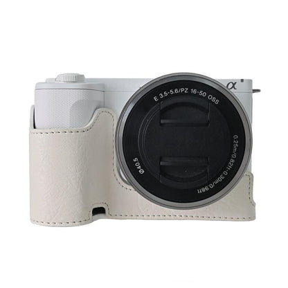 For Sony Alpha ZV-E10 II / ZV-E10M2 Litchi Texture PU Leather Camera Half Case Base(White) by bashfashion