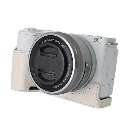 For Sony Alpha ZV-E10 II / ZV-E10M2 Litchi Texture PU Leather Camera Half Case Base(White) by bashfashion