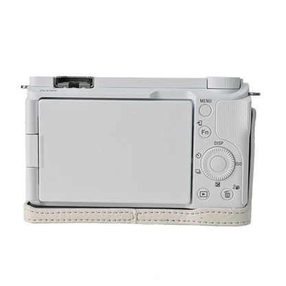 For Sony Alpha ZV-E10 II / ZV-E10M2 Litchi Texture PU Leather Camera Half Case Base(White) by bashfashion