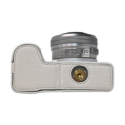 For Sony Alpha ZV-E10 II / ZV-E10M2 Litchi Texture PU Leather Camera Half Case Base(White) by bashfashion