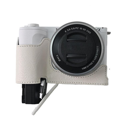 For Sony Alpha ZV-E10 II / ZV-E10M2 Litchi Texture PU Leather Camera Half Case Base(White) by bashfashion