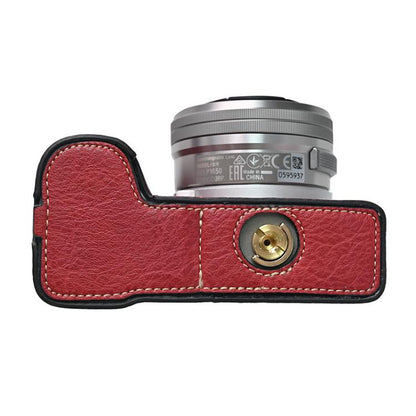 For Sony Alpha ZV-E10 II / ZV-E10M2 Litchi Texture PU Leather Camera Half Case Base(Wine Red) by bashfashion