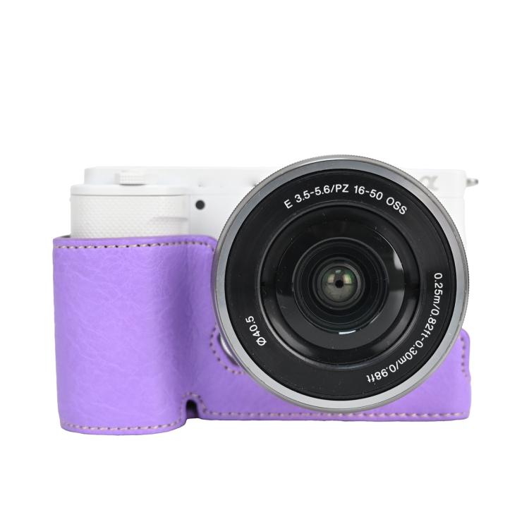 For Sony Alpha ZV-E10 II / ZV-E10M2 Litchi Texture PU Leather Camera Half Case Base(Purple) by bashfashion