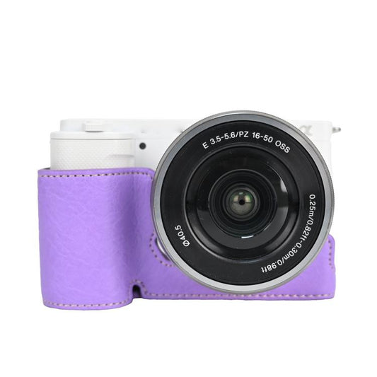 For Sony Alpha ZV-E10 II / ZV-E10M2 Litchi Texture PU Leather Camera Half Case Base(Purple) by bashfashion