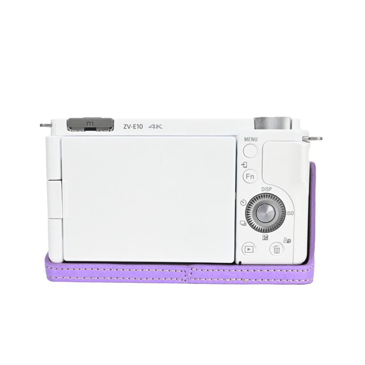 For Sony Alpha ZV-E10 II / ZV-E10M2 Litchi Texture PU Leather Camera Half Case Base(Purple) by bashfashion