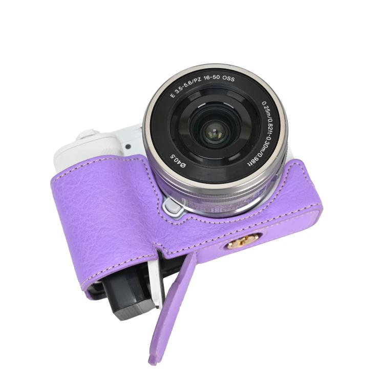 For Sony Alpha ZV-E10 II / ZV-E10M2 Litchi Texture PU Leather Camera Half Case Base(Purple) by bashfashion